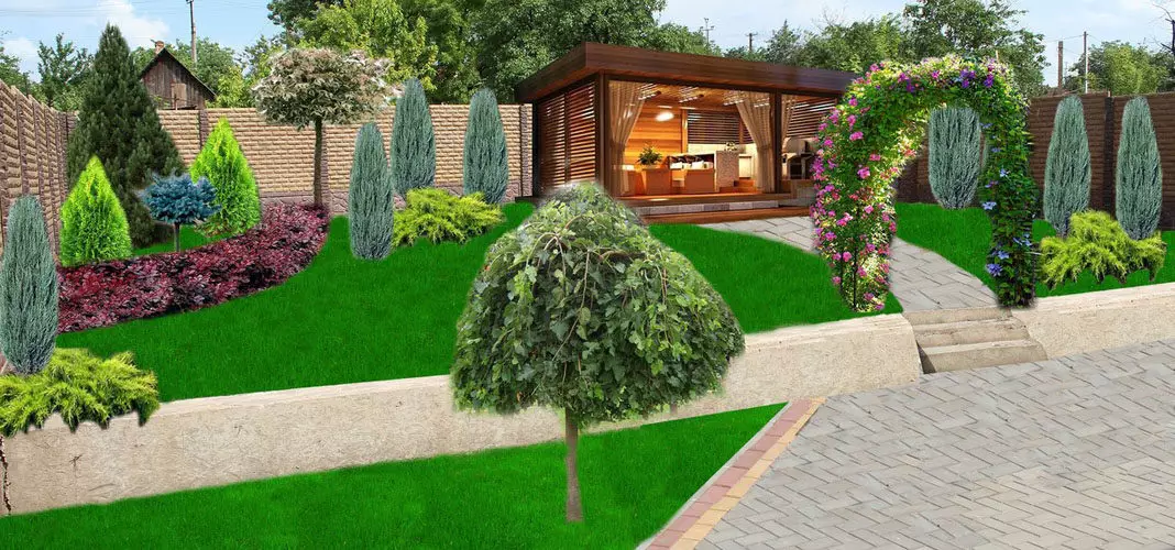 Ландшафтный дизайн двора частного дома: фото