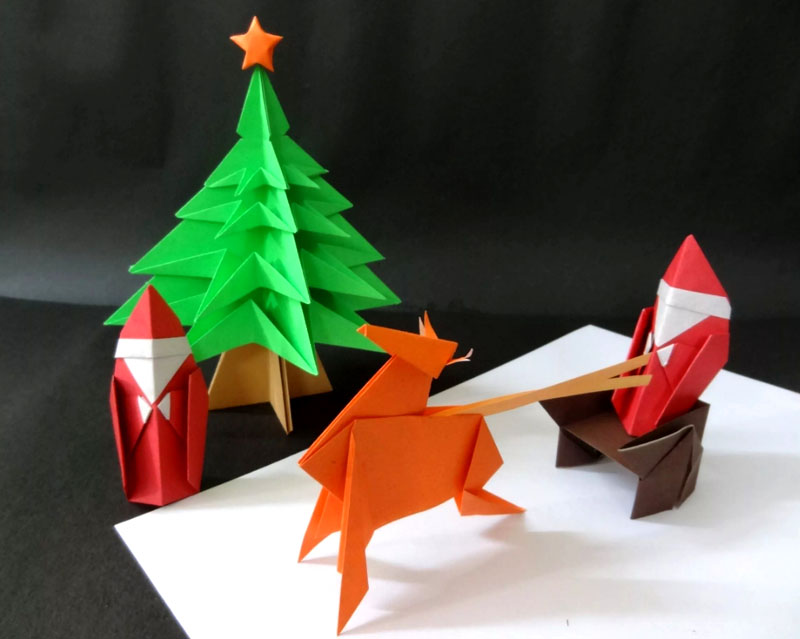 Схемы складывания оригами из бумаги своими руками на Новый год